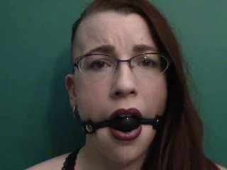 Sexy Brown-eyed Redhead Drooling Around her BallGag