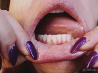 Playing and pulling my lips hard to get impossible angles of my mouth