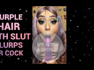 PURPLE HAIR GOTH SLUT SLURPS UR DICK