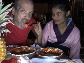Feeding the Dr. Itialian Food. Feeder/feedee