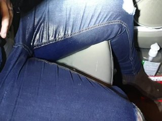 ⭐ Blue Jeans Rewetting compilation - 10 mins of public pissy jeans!