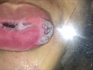 Glass tongue licking and kissing