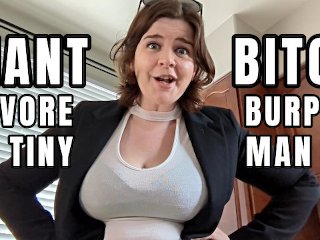 Giant Bitch Vore Burps Tiny Man