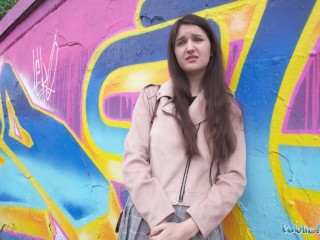 Public Agent - very cute college Teen art student with natural tits studies a big dick outdoors