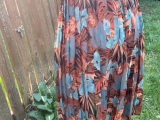 POV: Village vibe. Mature married MILF got stuck in the fence, a neighbor helped and fucked her.