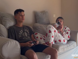 My stepsister won't let me finish a video game until I fuck her first