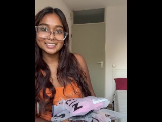 Try on haul lingerie: watch this petite Indian try on cute lingerie