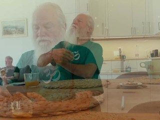 Young Snow DeVille has threesome with old men and she swallows cum