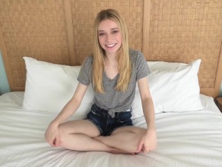 Watch this skinny blonde 18 yr old fuck a fat 8 inch cock