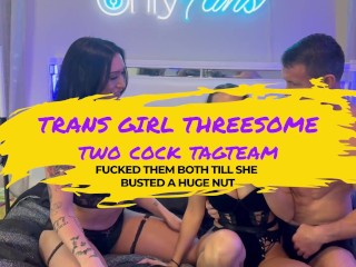 trans girl threesome I fucked the sexiest trans girl alive with her man and swallowed her cum