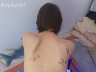 Femboy fucks cute transgirl rough