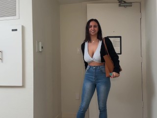 Big titty coworker says NO to CONDOM during business trip hookup - Hailey Rose