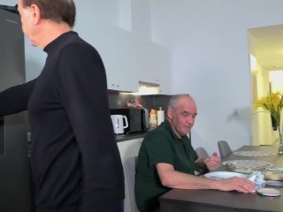 Sweet teen pussy hardcore double penetrated by two grandpa cocks in the same time