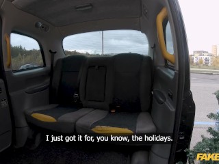 Fake Taxi Petite Asian Lia Lin hot POV blowjob and hardcore sex in her Christmas jumper