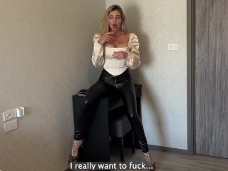 Slutty Blonde put on glasses to see her Neighbor's Dick on her lips
