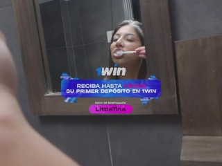 Brushes her teeth and ass with his big cock