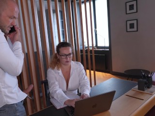 I wonder if her Hubby knows that his Wife is an office Slut and gets Fucked Hard by GangBang Orgy?!