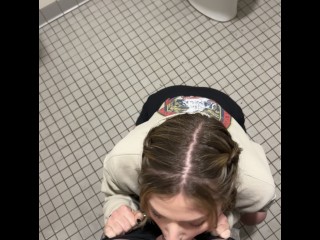 Blonde slut gets railed in public campsite bathroom