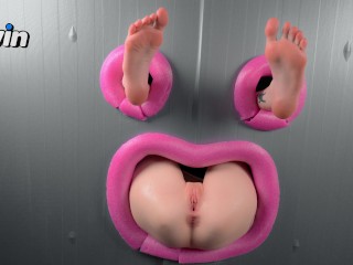 Gloryhole fuck that ass through the wall until her foot shake - pinkloving
