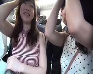 Beautiful Japanese Girls in public bus