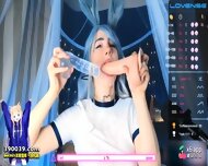 Showed her skill slobbering blowjob with two dicks