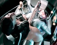 3d futanari fantasy where a commander with a huge dick fucks a woman with huge tits and cums many times