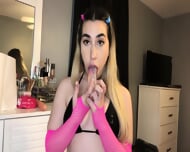 Blonde Rave Slut Makes A Mess of Herself Using Only Dildos, Her Mouth, & A Fuckloaf of Spit