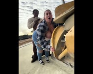 She fucking right next to the John Deere