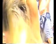 Girl licks pussy in front of crowd