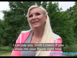 PublicAgent Slutty looking blonde with big boobs fucking outdoors