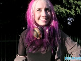 PublicAgent American slut talks dirty fucking outdoors in Prague