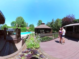 3-Way Porn - VR Group Orgy by the Pool in Public 360
