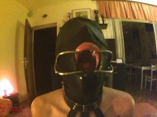 POV Harsh dental gag deepthroating slut in leather harness