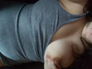Milf plays with herself on couch