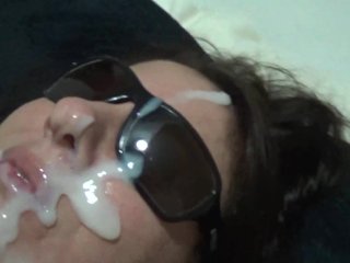 cum loving girl enjoys massive facial before swallowing tasty load