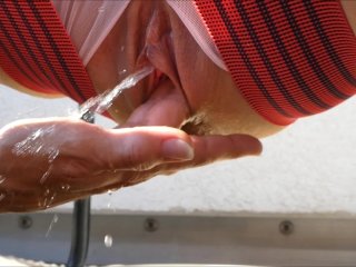 sunday afternoon 4 min nonstop outdoor squirt on my swing chair squirting