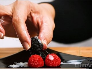 CFNM Handjob + cum on candy berries! (Cum on food 3)