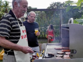 BLUE PILL MEN - Old Men Have A Cookout With Teen Stripper Jeleana Marie