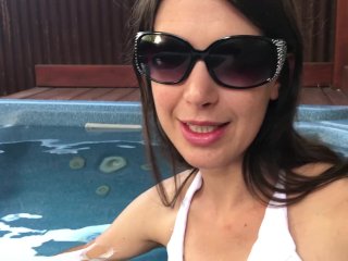 Public blowjob in hotel hot tub and then fucking in the shower with facial