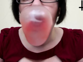 Bubble gum babe blows big bubbles