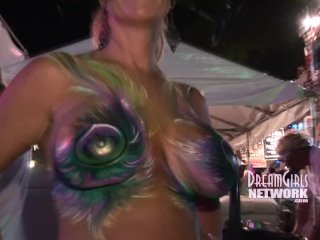 Painted Tits And Pussies At A Swinger Festival