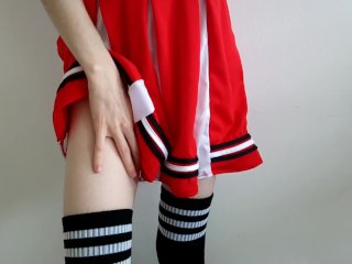 cheerleader ruins her own orgasm  loud, desperate moaning