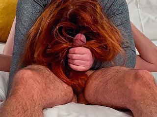 Ginger Redhead Hairjob Massage Jerk Off till Huge Cumshot in Long Red Hair