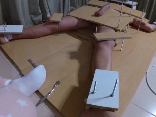 Amateur Femdom Tease Handjob and foot Tickle