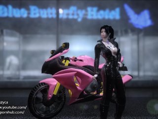skyrim a motorcycle catsuit woman came to a monster hotel