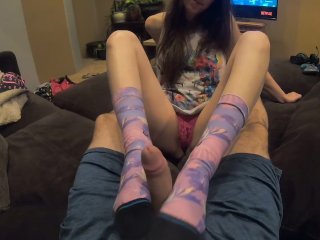 Sexy sockjob in purple stance socks