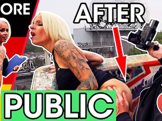 dates66.com Silicon-tits MILF fucks stranger on stairs (PUBLIC)