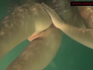 Hot lesbian action underwater