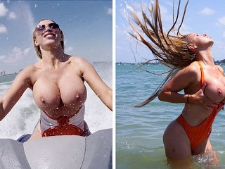BANGBROS - Big Tits Blonde Rides Waves And Cock At The Beach