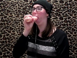 Nerdy Girl Practices Sloppy Blowjob Technique
